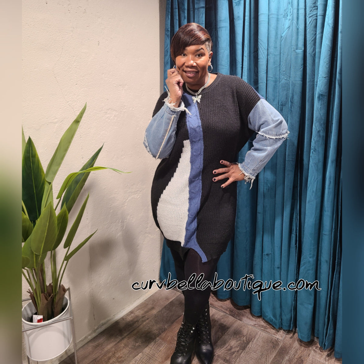 denim sweater dress Blue Colorblock – Curv Bella Our Shay Dress in Corset Tulle Mini Dress _also_dappled-ocean-sun-dress-short Color:Forest Green 130gsm